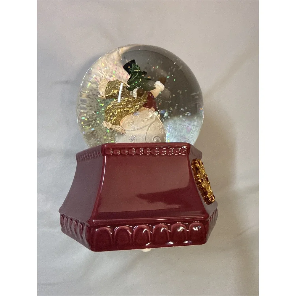 Vintage The San Francisco Music Box Co. Jeweled Snowman Waterglobe